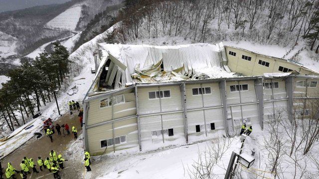 Collapsed auditorium building