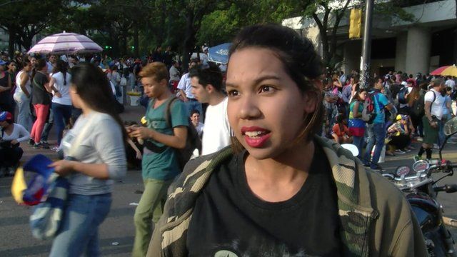 Anti-government protester in Caracas, Venezuela