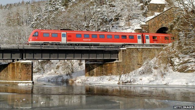 Train on bridge