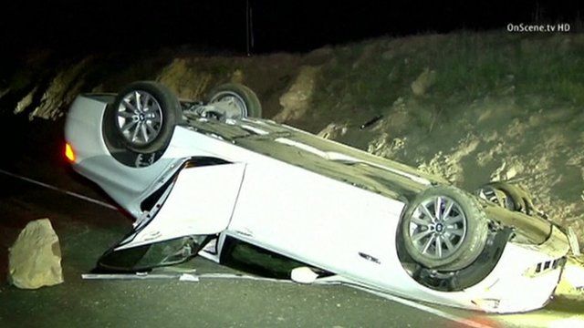 Car overturned on roof