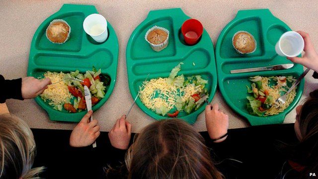 Children eating a school meal