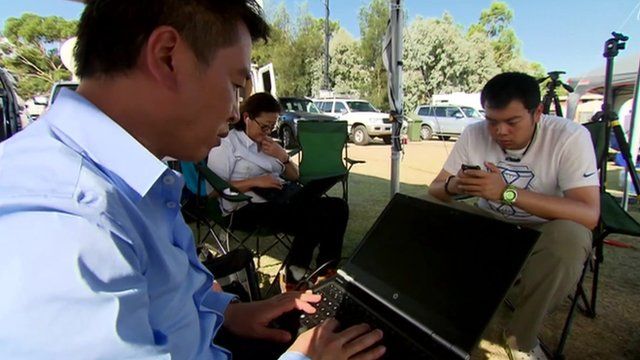 Chinese media contingent at Pearce Air Force base in Perth