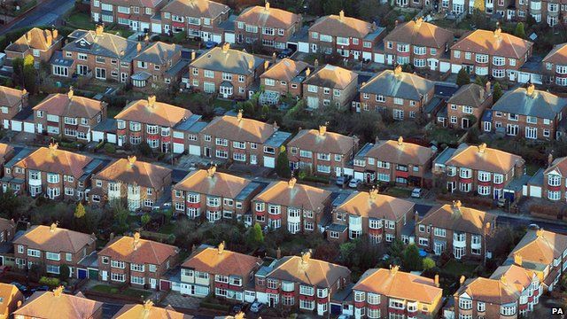 Rows of suburban semi-detached houses