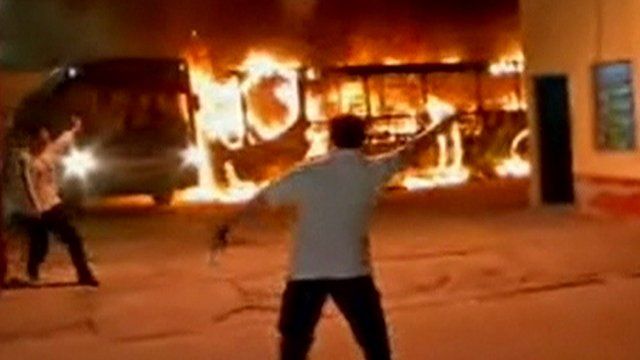 Bus on fire