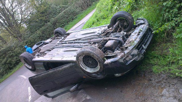 Nathanial's crashed car