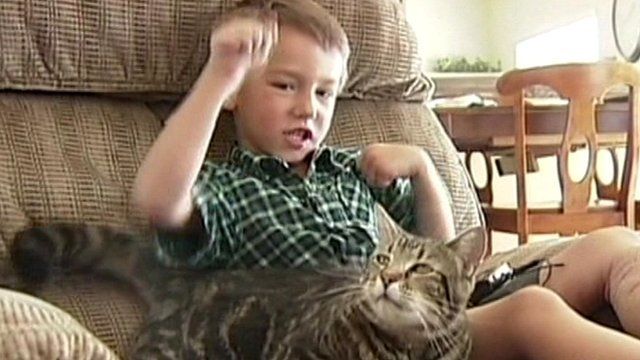 Jeremy Triantafilo with Tara the cat