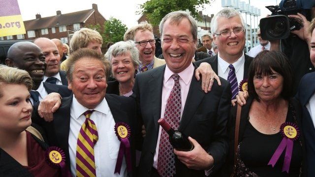 Nigel Farage celebrates with local councillors