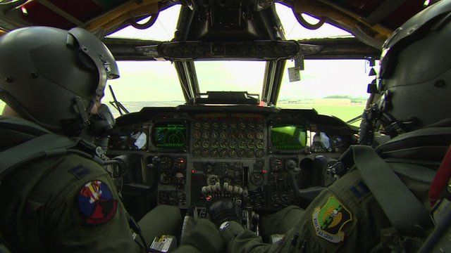 On a training run with a B-52 bomber - BBC News