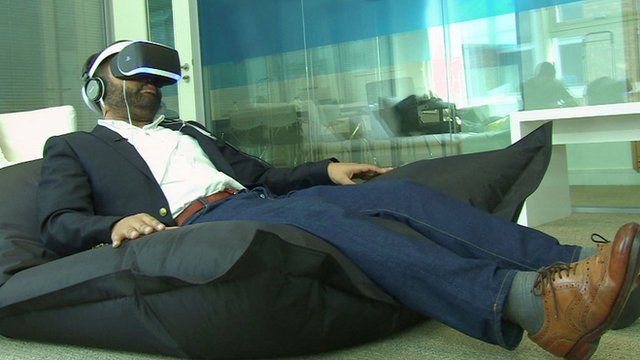 Marc Cieslak using Sony's VR headset