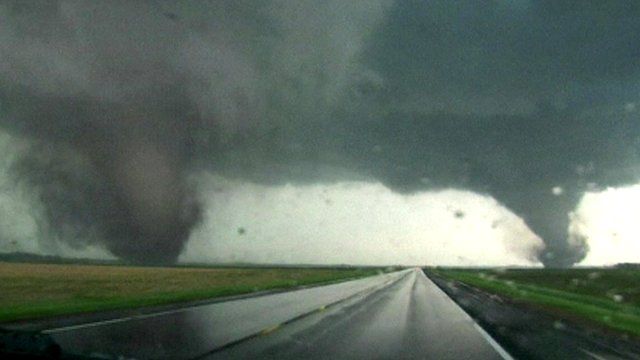 Two massive tornadoes