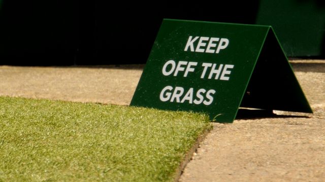 'Keep off the grass' sign