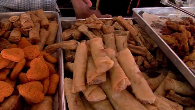 Trays of fried food