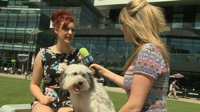 Ashleigh, Pudsey and Newsround reporter Jenny