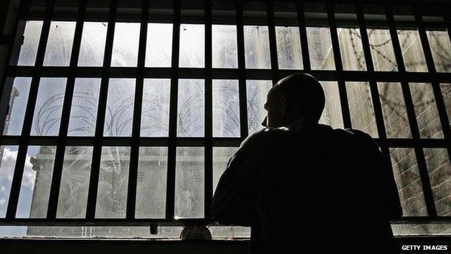 Man looking out of prison