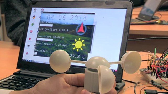 Raspberry Pi, wind sensor and results on laptop