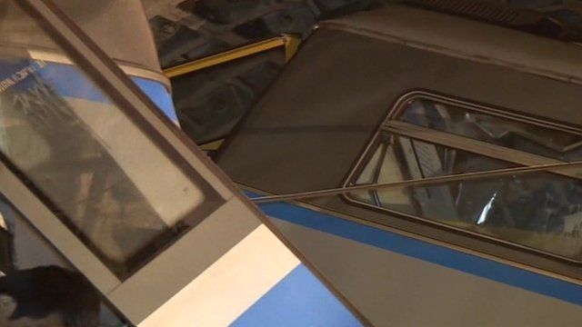 Derailed train