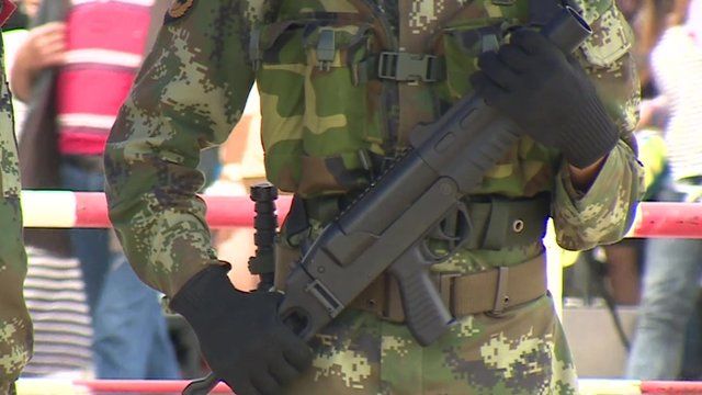 Soldier holding gun
