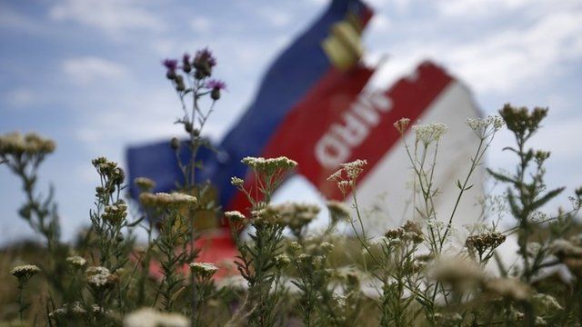 Plane wreckage in a field