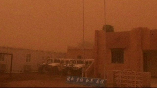 Still from footage shows sandstorm in Gao on 22 July