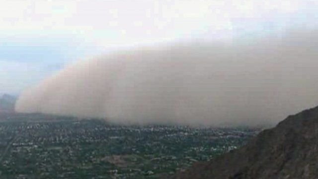 This image made from video provided by ABC15.com shows a massive dust storm over Phoenix Arizona Friday July 25, 2014