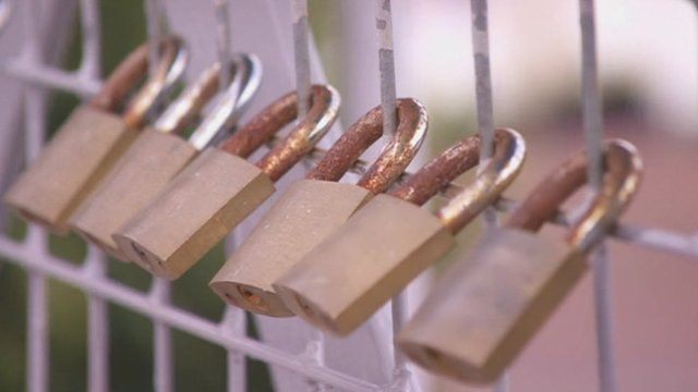 'love locks' on bridge
