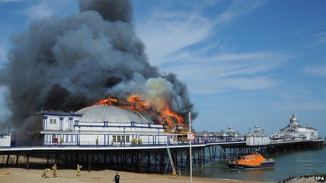 Eastbourne Pier on fire
