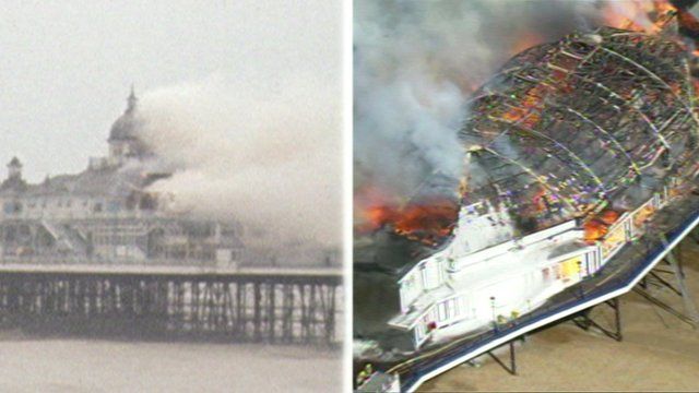 Previous and recent fire at Eastbourne pier