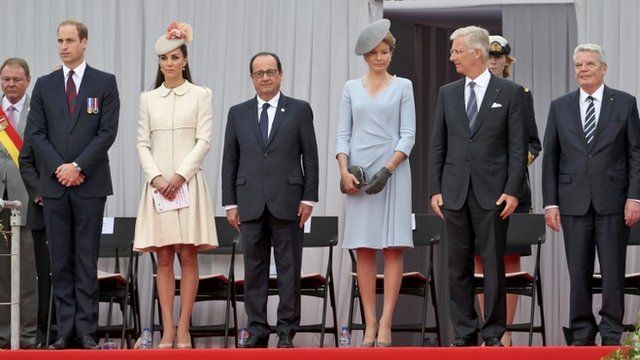 The Duke and Duchess of Cambridge, Francois Hollande, Queen Mathilde of Belgium, King Philippe of Belgium and Joachim Gauck,