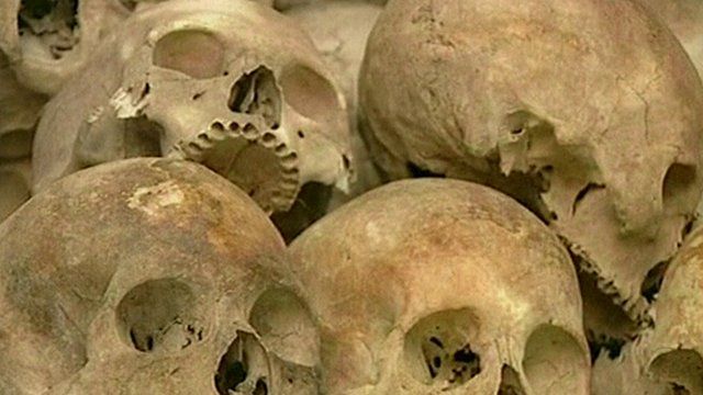 The skulls of some of those who died under the Khmer Rouge regime