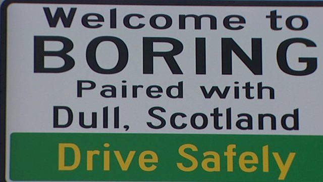 Boring town sign