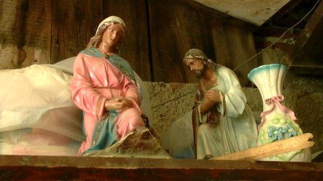 Religious figurines in a Cuban home