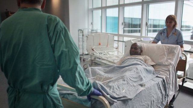 Patient on bed in hospital