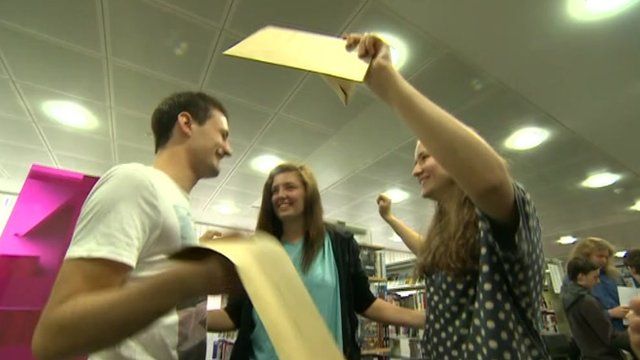 Pupils celebrating A-level results