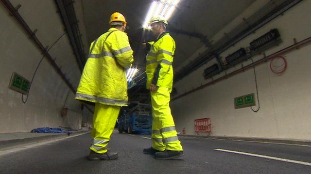Engineers in A38 tunnels in Birmingham