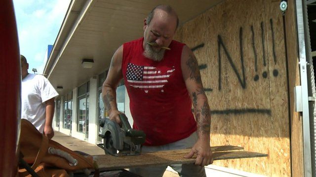 Man sawing