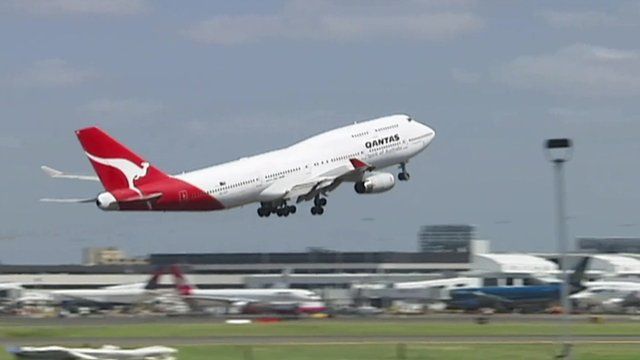 Qantas airliner taking off