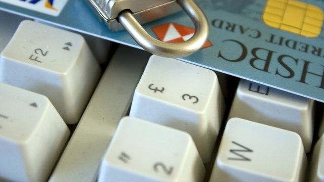 Keyboard with bankcard on it