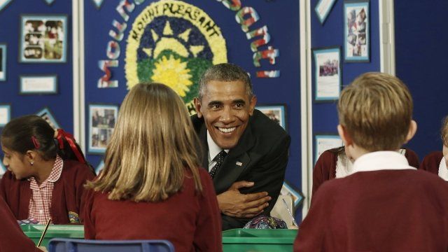 Barack Obama at Mount Pleasant School in Newport
