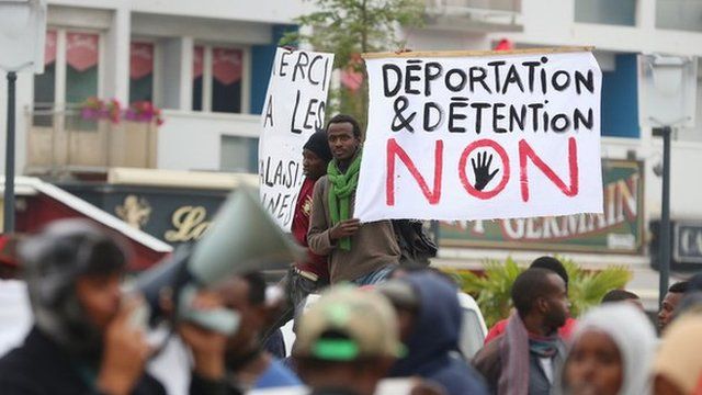 Protesters in Calais