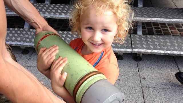 Hugh Browne holding a missile