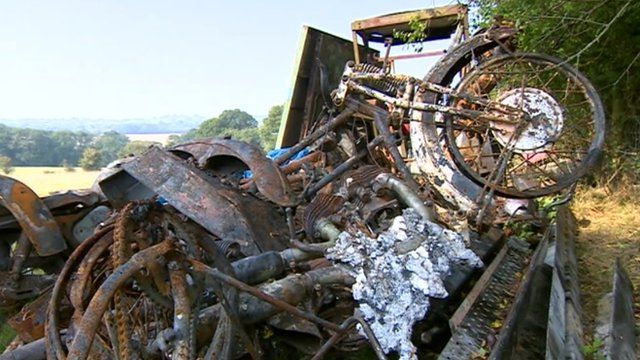 Burnt motorbike
