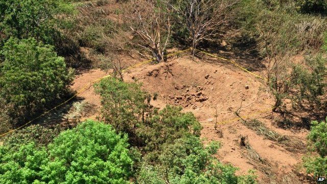 impact crater made by a small meteorite in a wooded area near Managua's international airport