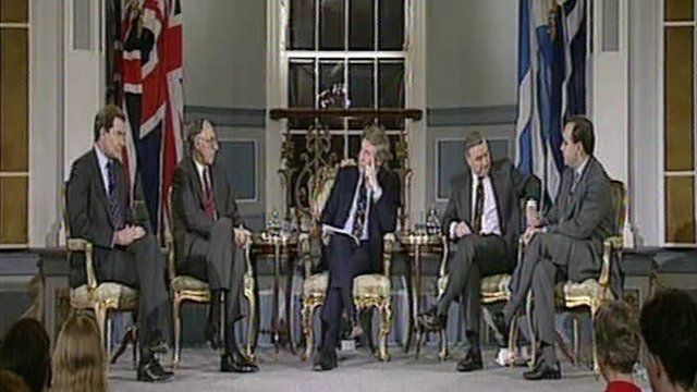 David Dimbleby chairs the 1992 debate on the future of Scotland's government.