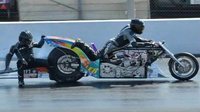 Filippos Papafilippou on Steve Woollatt's bike