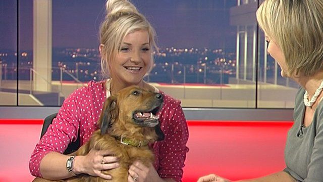 Helen Skelton with Barney on Midlands Today