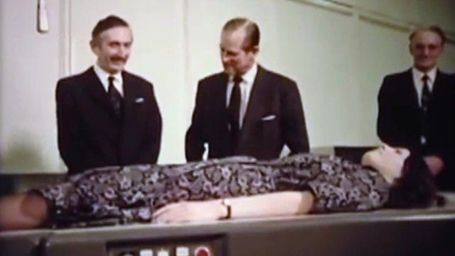 Sir Godfrey Hounsfield with the Duke of Edinburgh