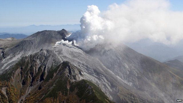 Smoke rising from Mount Ontake