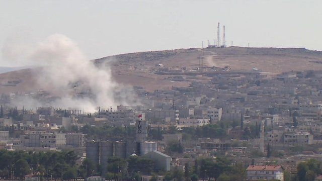 Kobane seen from Turkish border