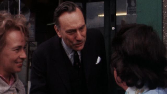 Enoch Powell greets a constituent in Ballynahinch, South Down