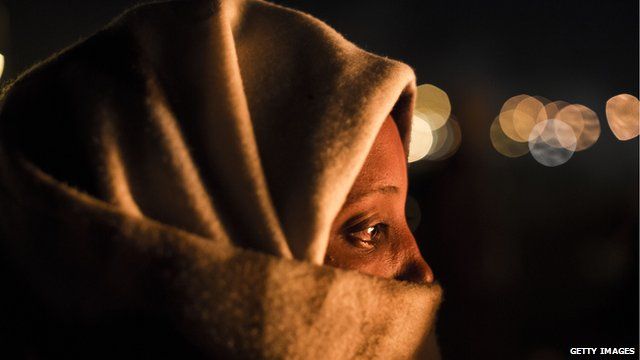 Woman with face covered at Holot centre in Israel